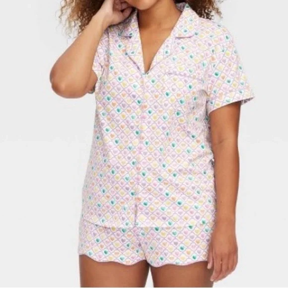 Roller Rabbit Target Multicolor Geo Hearts Pajama Set NWT - Picture 1 of 8